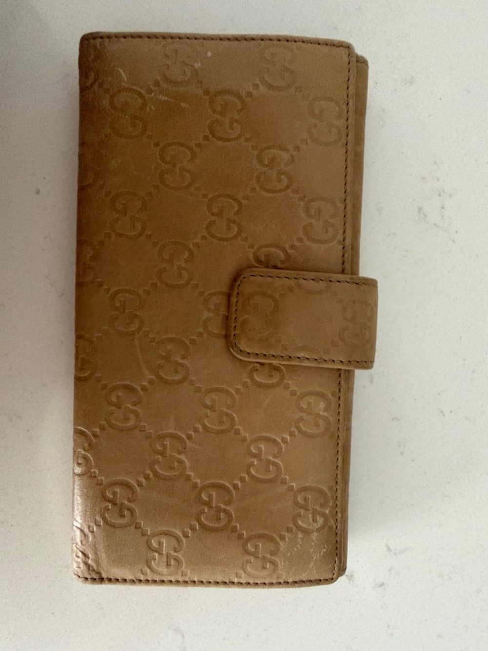 Gucci Tan Monogram Continental Wallet with Gold Double-G - Picture 2 of 6